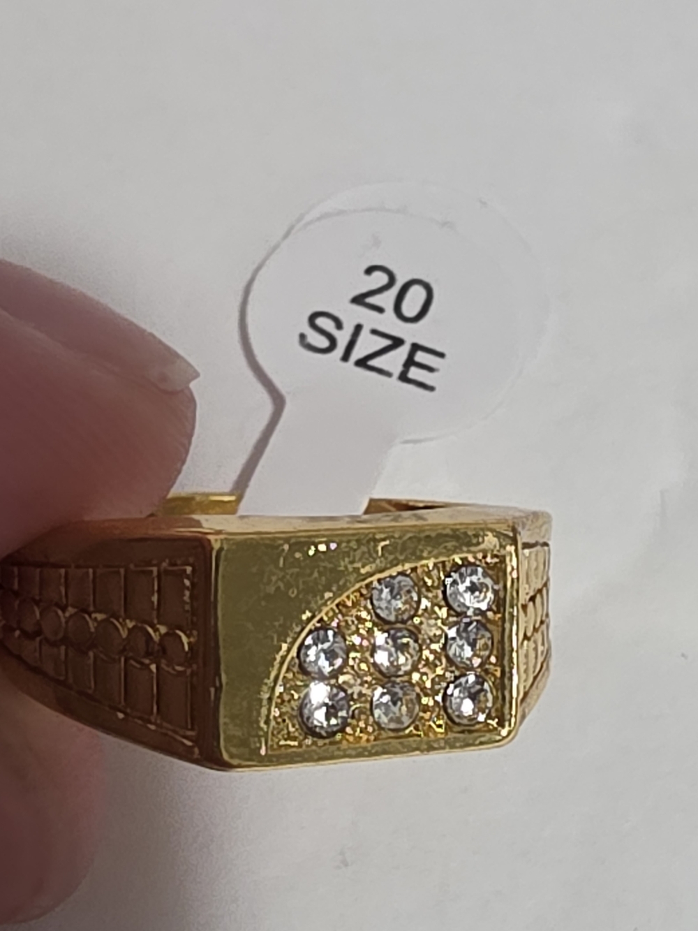 Gold-Tone Crystal Accent Men's Ring - Size 20/US10